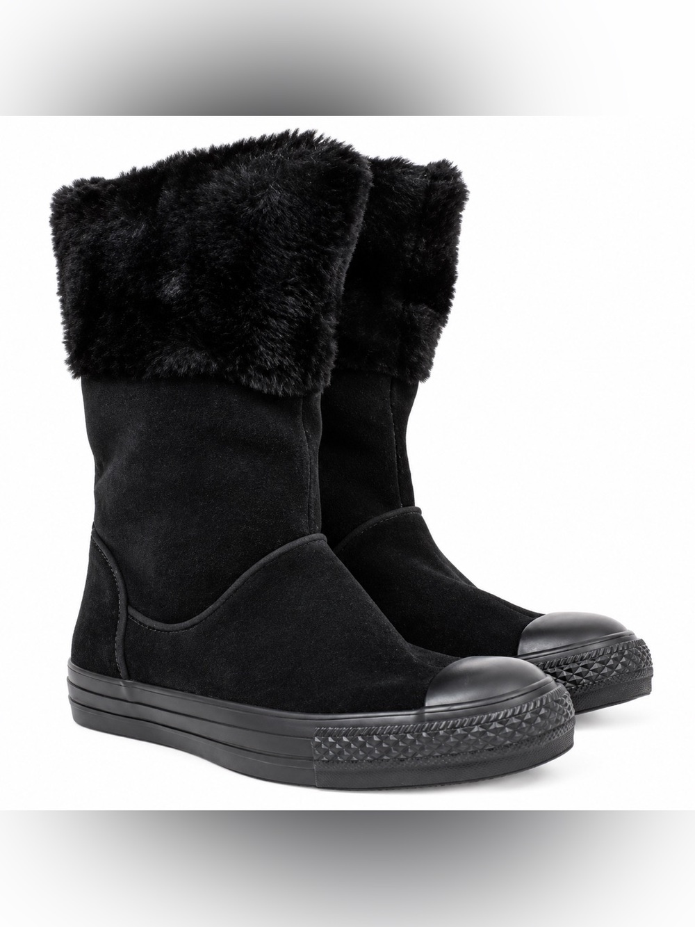 Converse Chuck Taylor Andover Hi SlipOn Black Suede Leather Womens Boots / 7.5